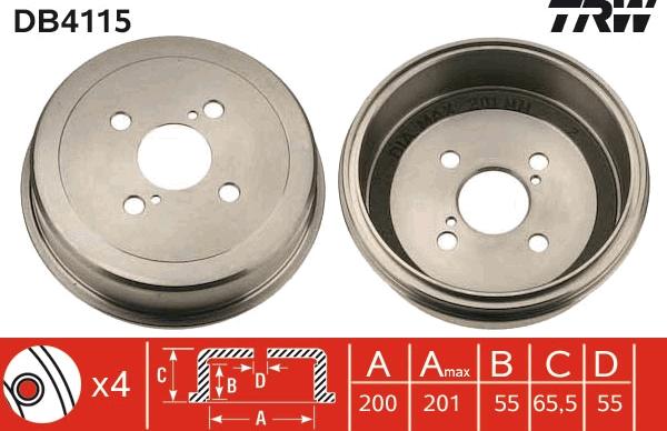 TRW DB4115 - Тормозной барабан autospares.lv