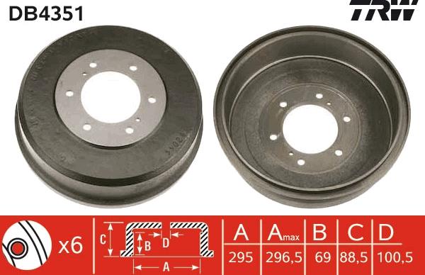 TRW DB4351 - Тормозной барабан autospares.lv