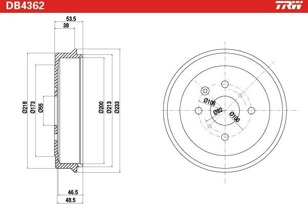 TRW DB4362 - Тормозной барабан autospares.lv