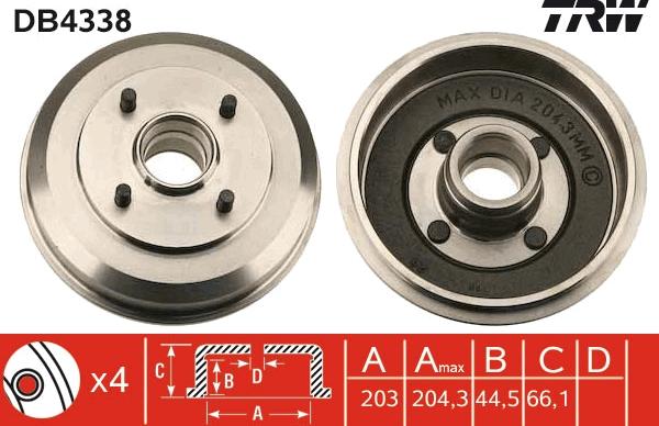 TRW DB4338 - Тормозной барабан autospares.lv