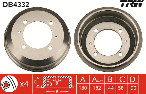 TRW DB4332 - Тормозной барабан autospares.lv