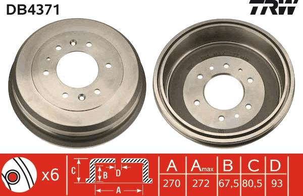 TRW DB4371 - Тормозной барабан autospares.lv