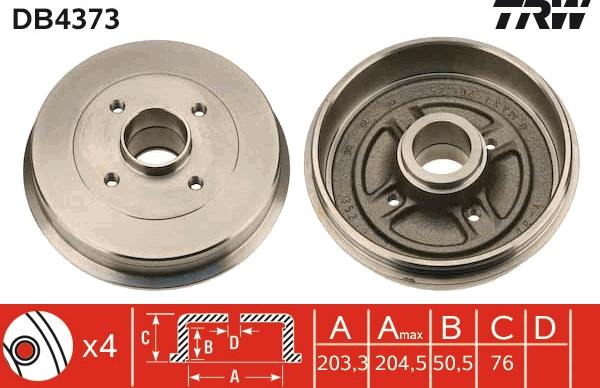 TRW DB4373 - Тормозной барабан autospares.lv