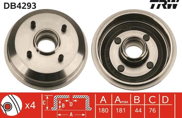 TRW DB4293 - Тормозной барабан autospares.lv