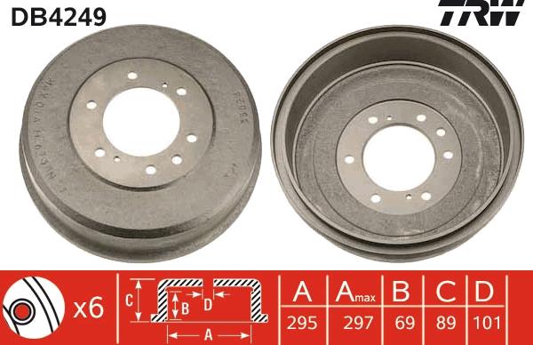 TRW DB4249 - Тормозной барабан autospares.lv