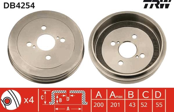 TRW DB4254 - Тормозной барабан autospares.lv