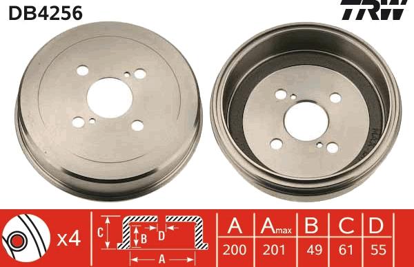 TRW DB4256 - Тормозной барабан autospares.lv