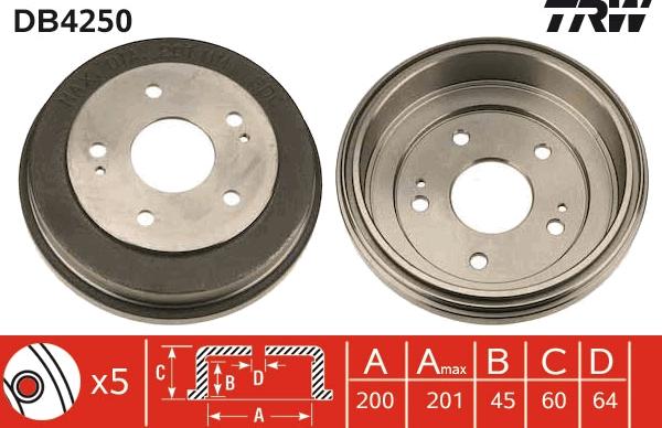 TRW DB4250 - Тормозной барабан autospares.lv