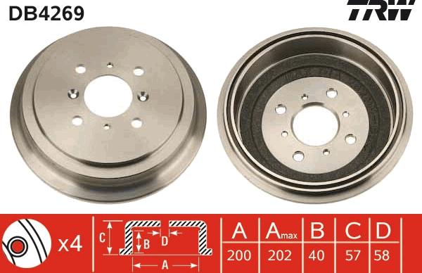 TRW DB4269 - Тормозной барабан autospares.lv