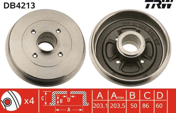 TRW DB4213 - Тормозной барабан autospares.lv