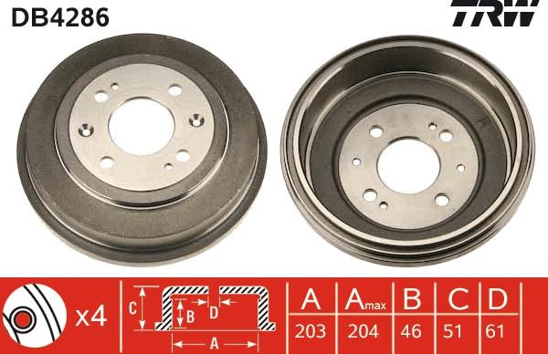 TRW DB4286 - Тормозной барабан autospares.lv