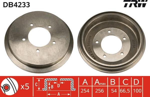 TRW DB4233 - Тормозной барабан autospares.lv