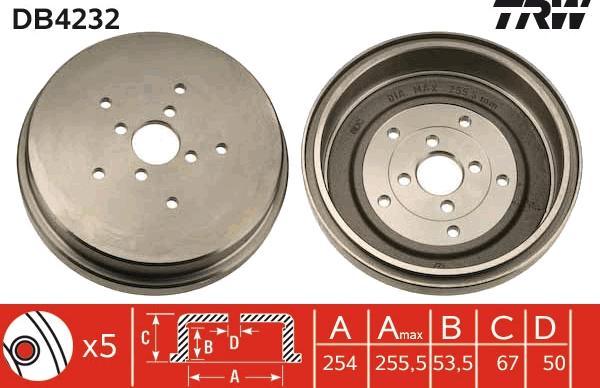 TRW DB4232 - Тормозной барабан autospares.lv