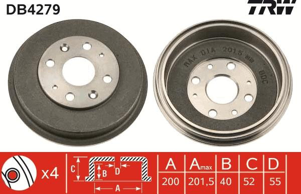 TRW DB4279 - Тормозной барабан autospares.lv