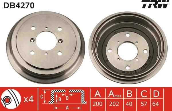 TRW DB4270 - Тормозной барабан autospares.lv