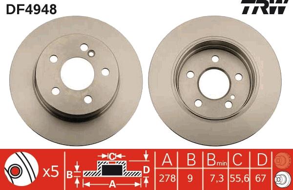 TRW DF4948 - Тормозной диск autospares.lv