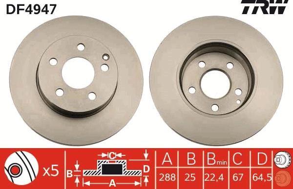 TRW DF4947 - Тормозной диск autospares.lv