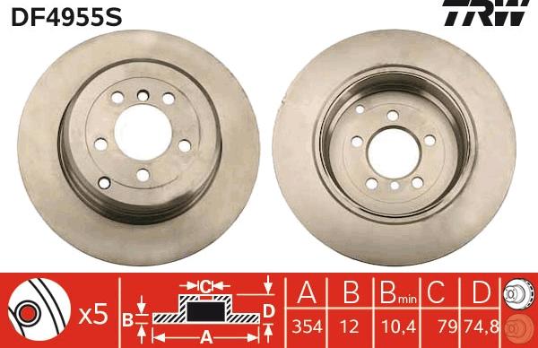 TRW DF4955S - Тормозной диск autospares.lv