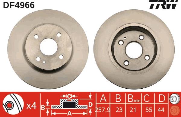 TRW DF4966 - Тормозной диск autospares.lv