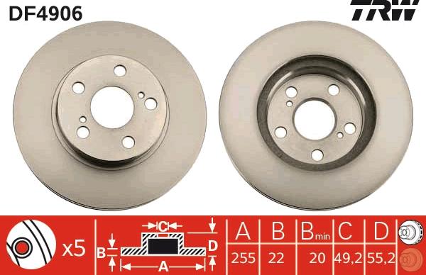 TRW DF4906 - Тормозной диск autospares.lv