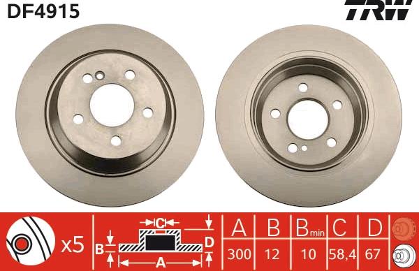 TRW DF4915 - Тормозной диск autospares.lv