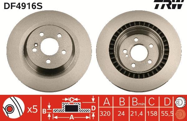 TRW DF4916S - Тормозной диск autospares.lv