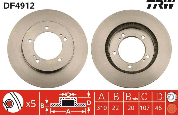 TRW DF4912 - Тормозной диск autospares.lv