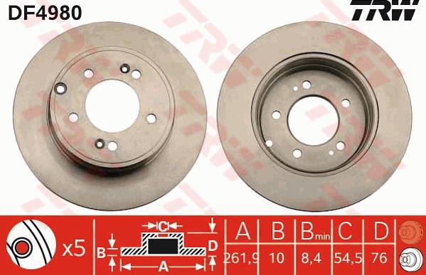 TRW DF4980 - Тормозной диск autospares.lv