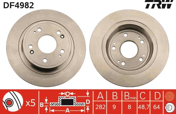 TRW DF4982 - Тормозной диск autospares.lv