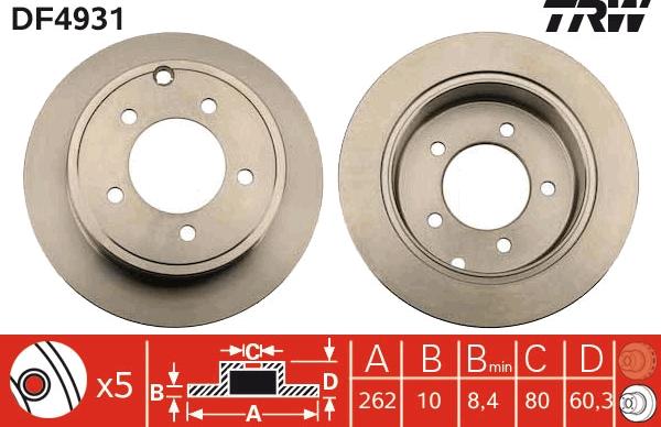 TRW DF4931 - Тормозной диск autospares.lv