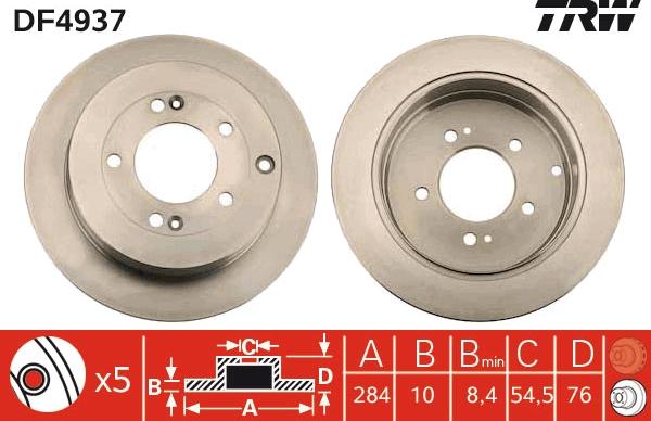 TRW DF4937 - Тормозной диск autospares.lv