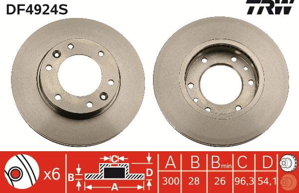 TRW DF4924S - Тормозной диск autospares.lv