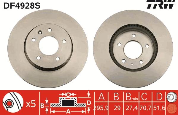 TRW DF4928S - Тормозной диск autospares.lv