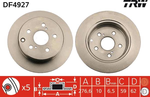 TRW DF4927 - Тормозной диск autospares.lv
