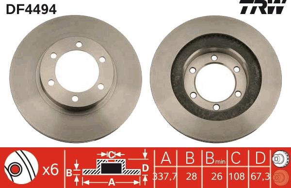 TRW DF4494 - Тормозной диск autospares.lv