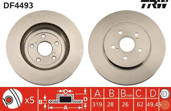 TRW DF4493 - Тормозной диск autospares.lv