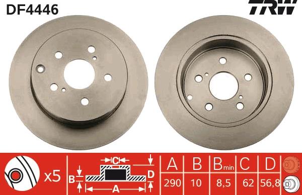 TRW DF4446 - Тормозной диск autospares.lv