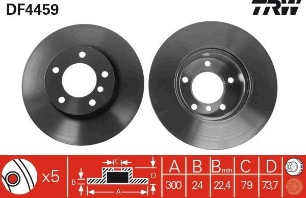 TRW DF4459 - Тормозной диск autospares.lv