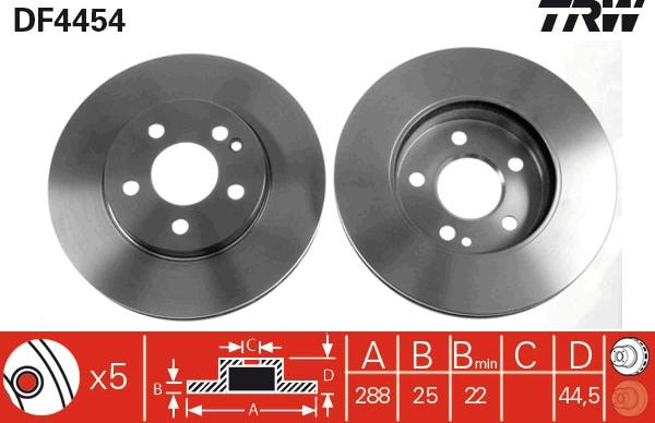 TRW DF4454 - Тормозной диск autospares.lv