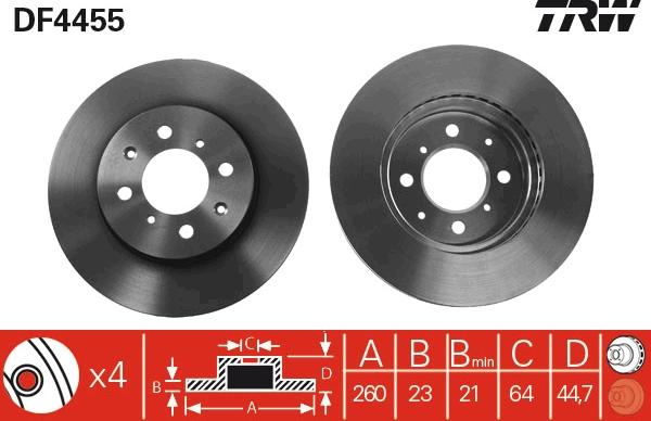 TRW DF4455 - Тормозной диск autospares.lv