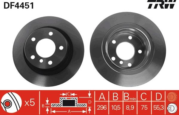 TRW DF4451 - Тормозной диск autospares.lv