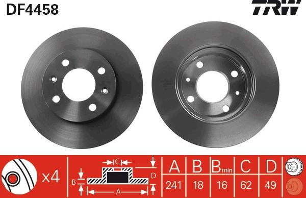 TRW DF4458 - Тормозной диск autospares.lv