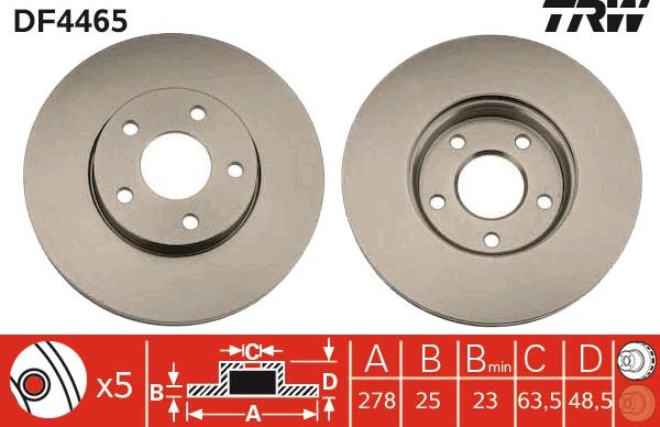 TRW DF4465 - Тормозной диск autospares.lv