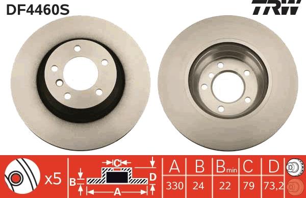 TRW DF4460S - Тормозной диск autospares.lv