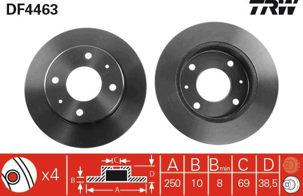 TRW DF4463 - Тормозной диск autospares.lv