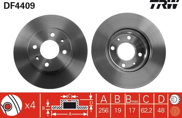 TRW DF4409 - Тормозной диск autospares.lv