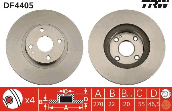 TRW DF4405 - Тормозной диск autospares.lv