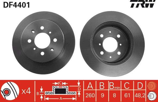 TRW DF4401 - Тормозной диск autospares.lv