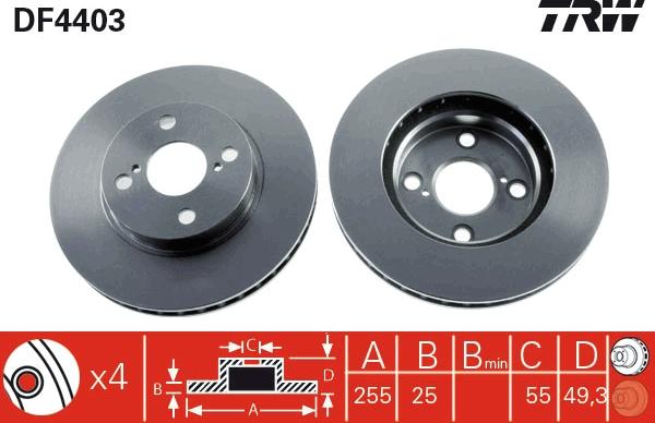 TRW DF4403 - Тормозной диск autospares.lv