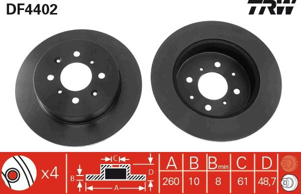 TRW DF4402 - Тормозной диск autospares.lv